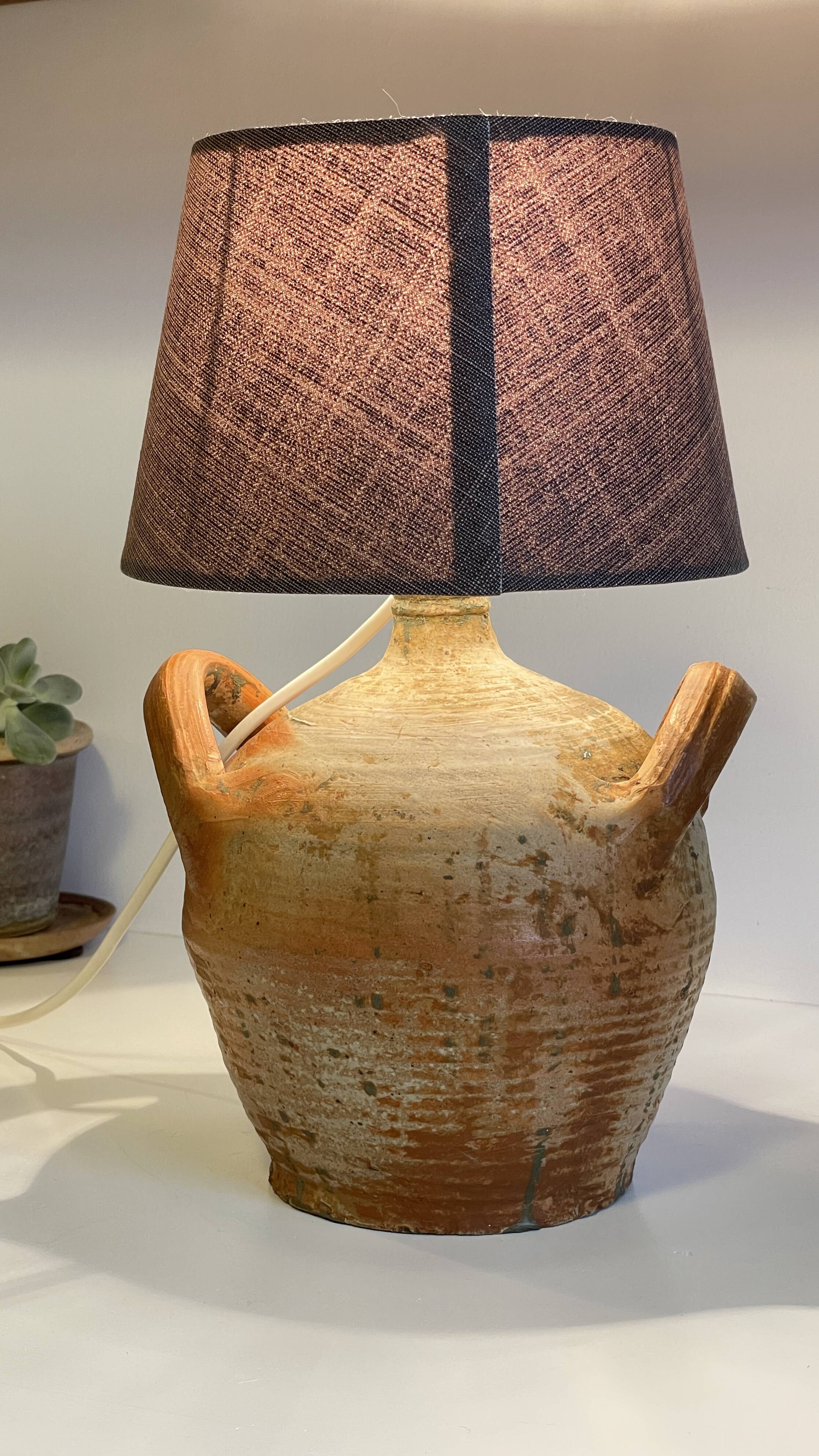 Vintage handmade pottery lamp