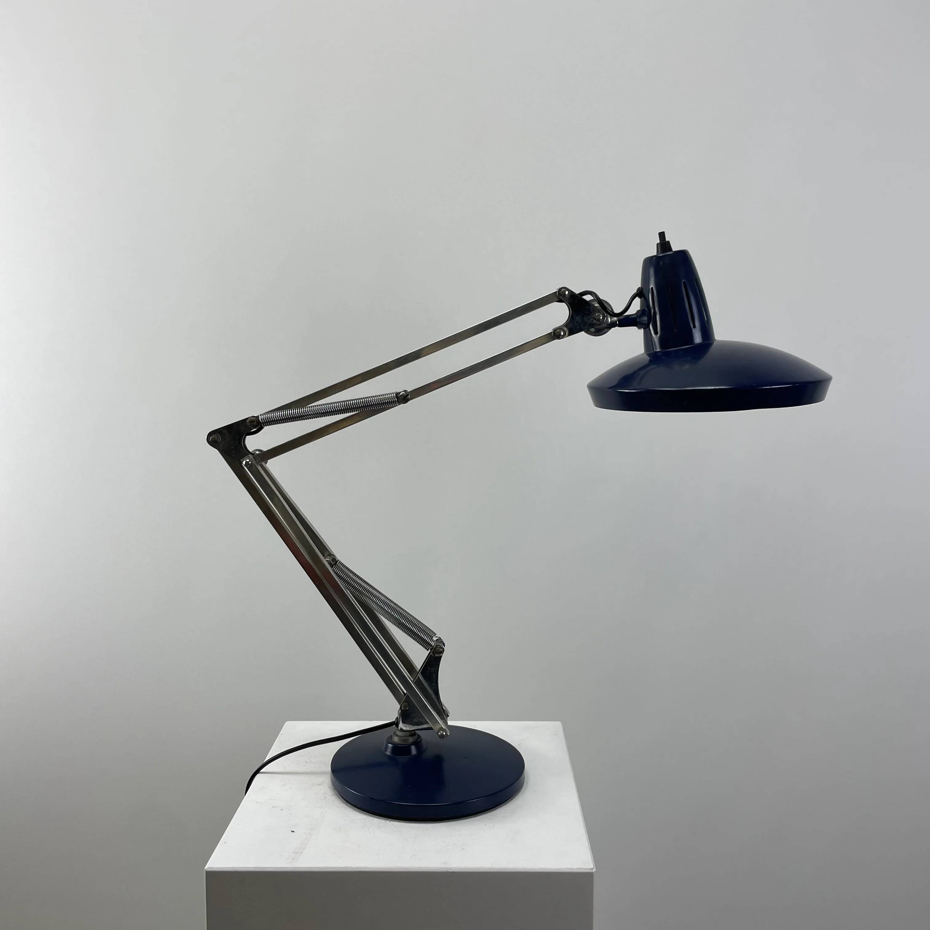 Blue desk lamp '67 G De Luxe' by Fase Madrid, Spain 1970
