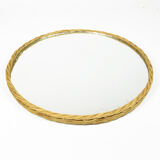 70's Scandinavian modern wicker wall mirror, Denmark