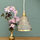 Suspension tulipe vintage en verre blanc et or
