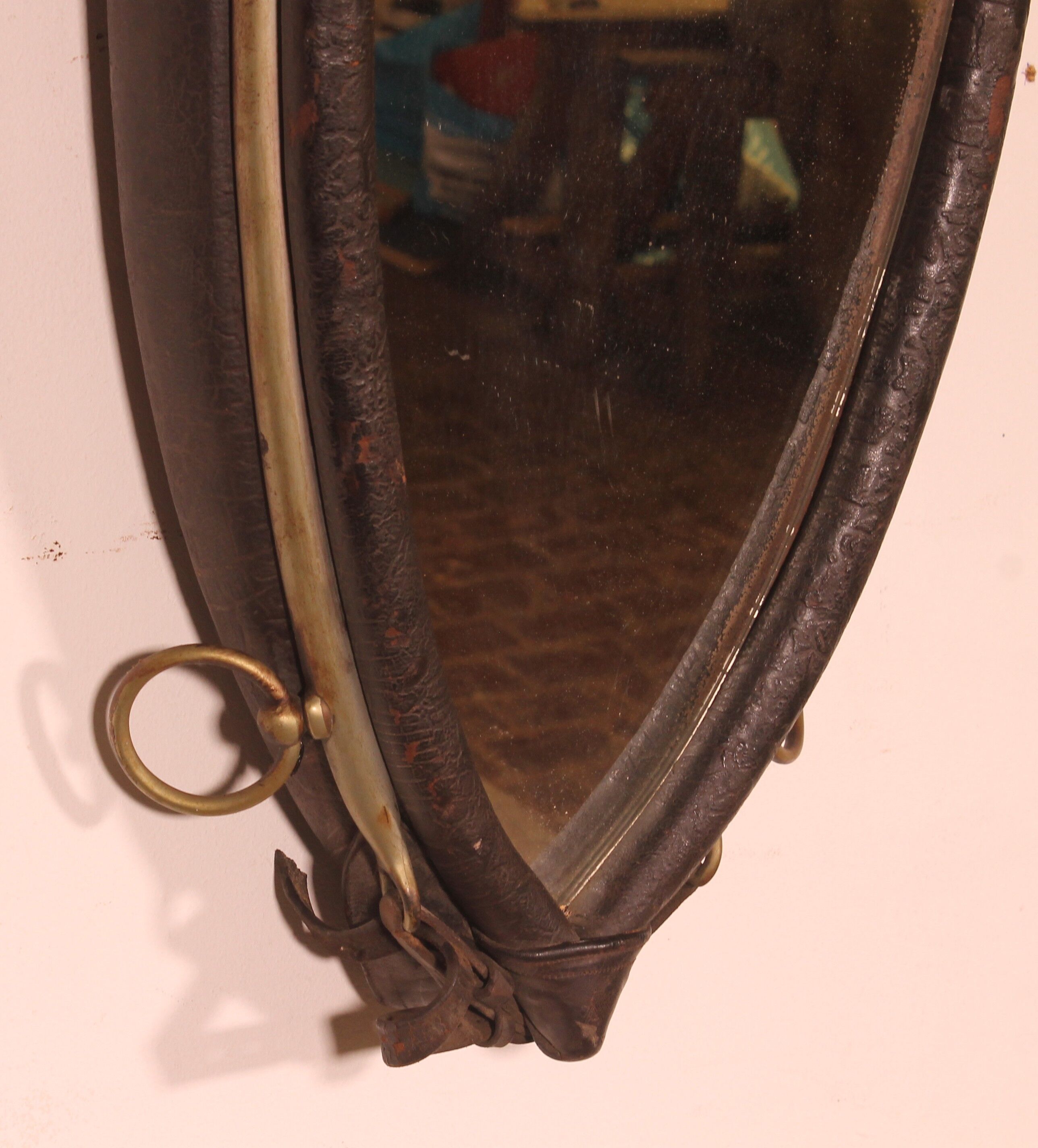 mirror made from a leather horse harness