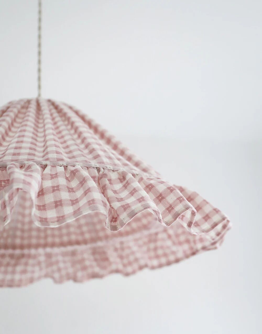 Emilia "small pink squares" conical textile suspension with flounce