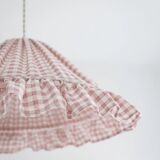 Emilia "small pink squares" conical textile suspension with flounce
