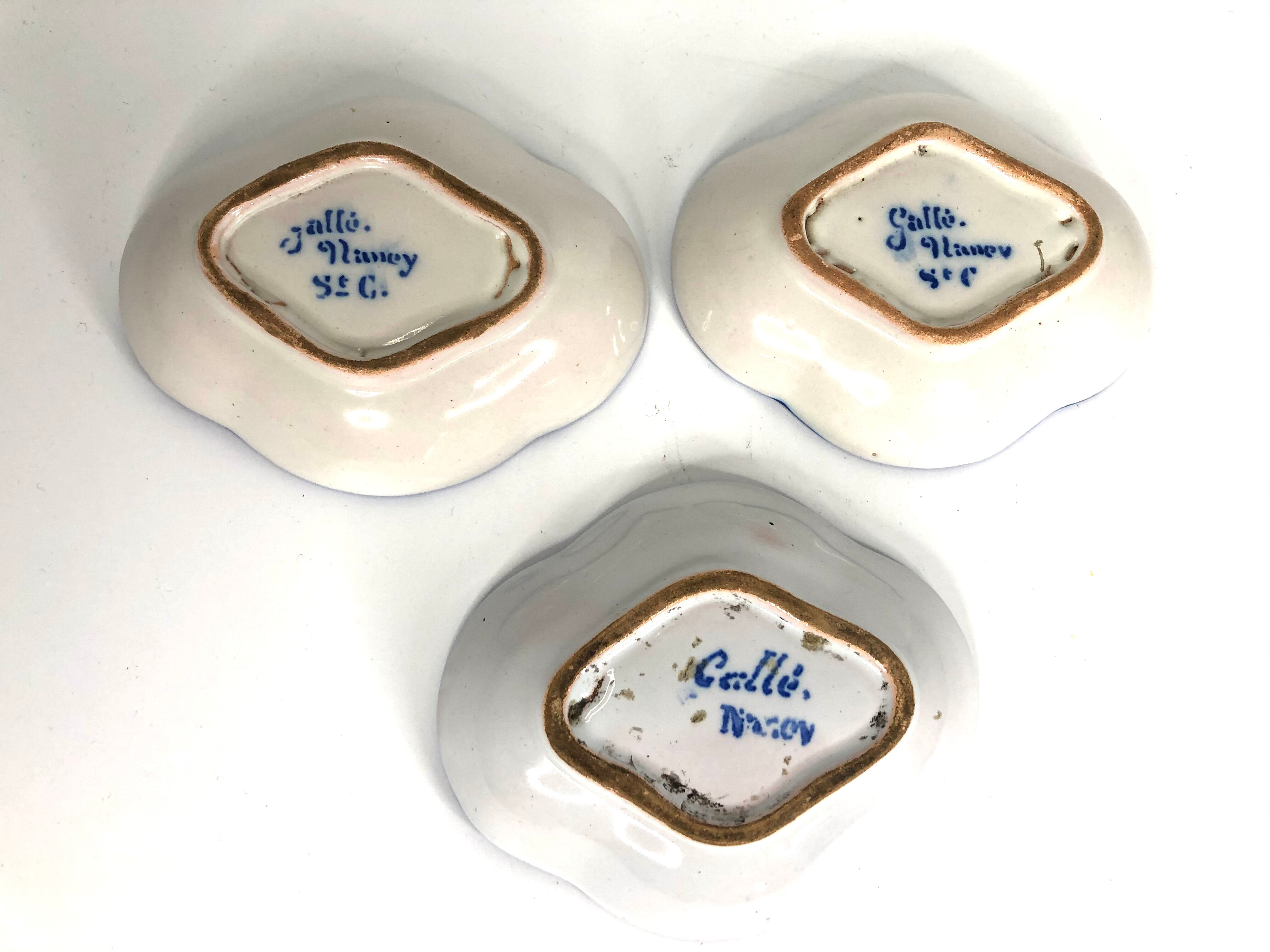 Set of 3 cups by Galle Nancy Saint Clément