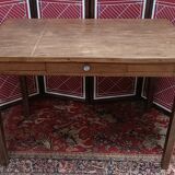 Old small farmhouse table with drawer, 6 place settings