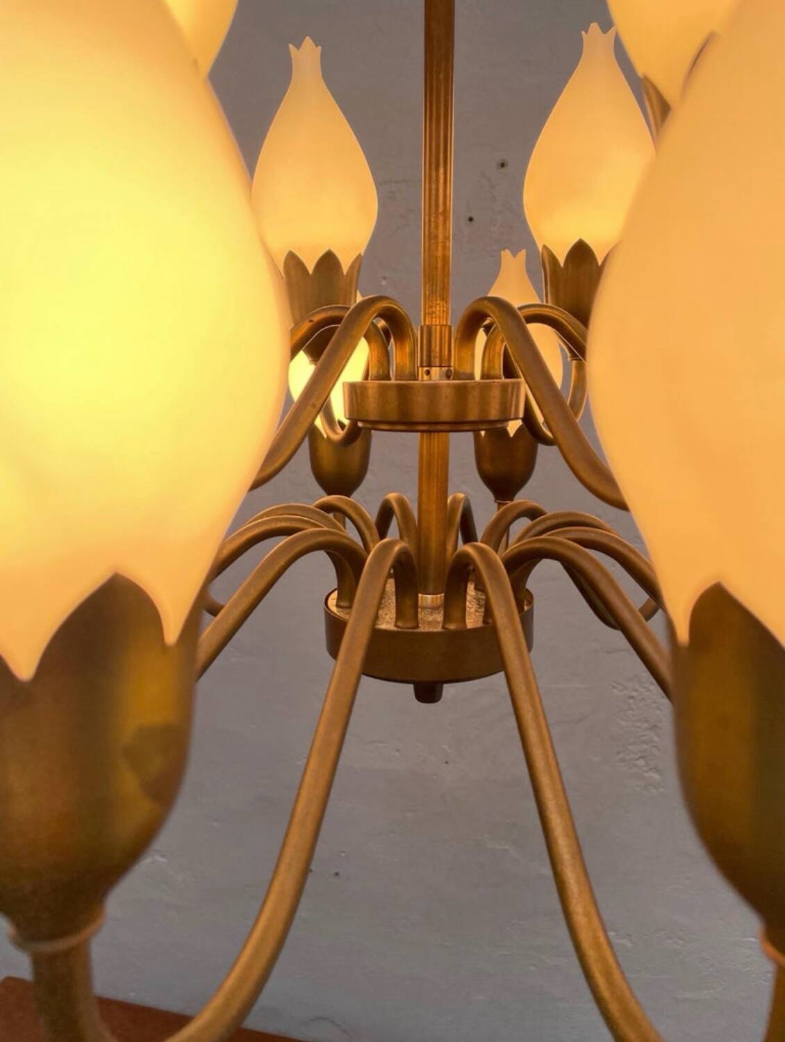 Mid-Century 18-Arm Tulip Pendant Chandelier by Fog & Mørup, Denmark