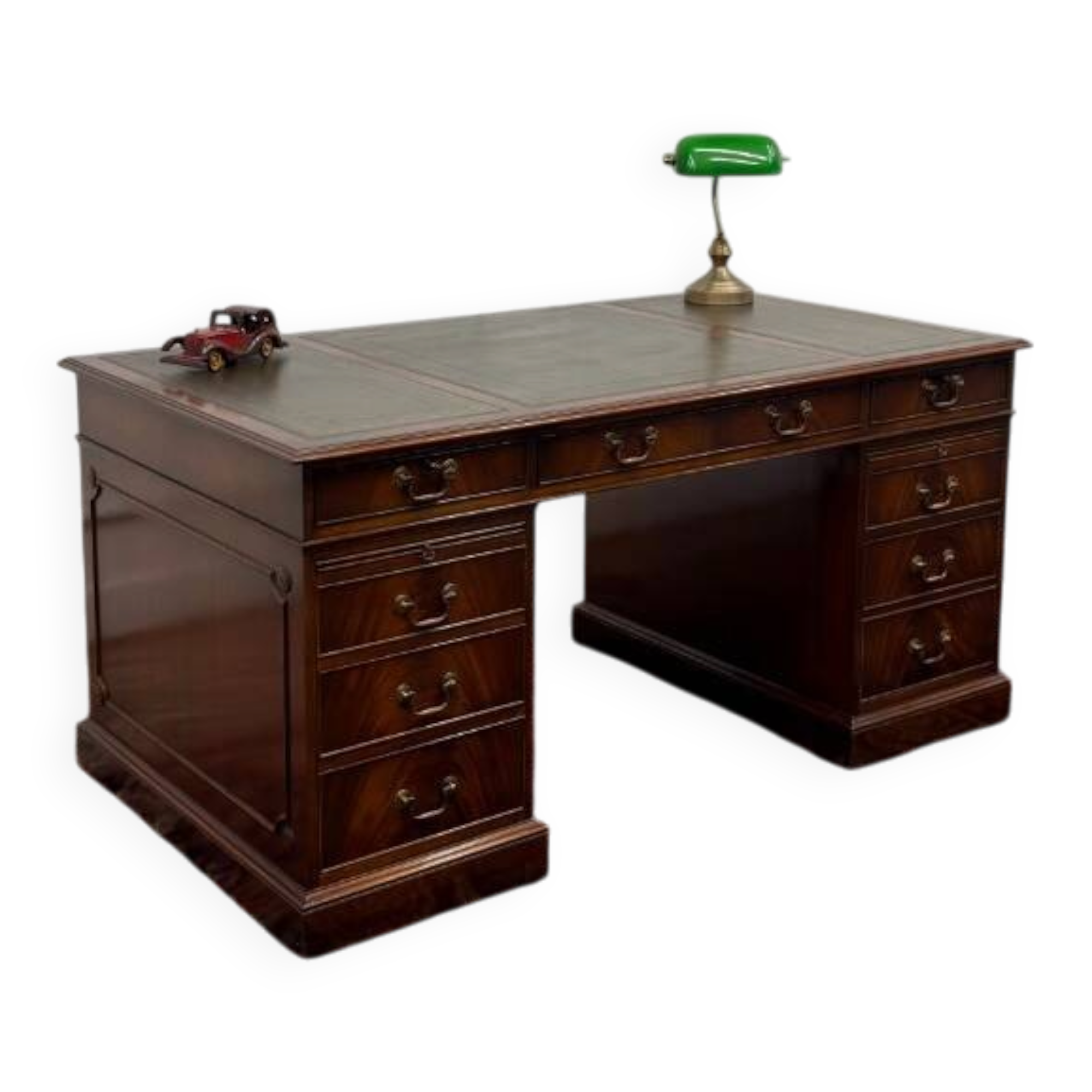 English Classic Desk with Green Leather