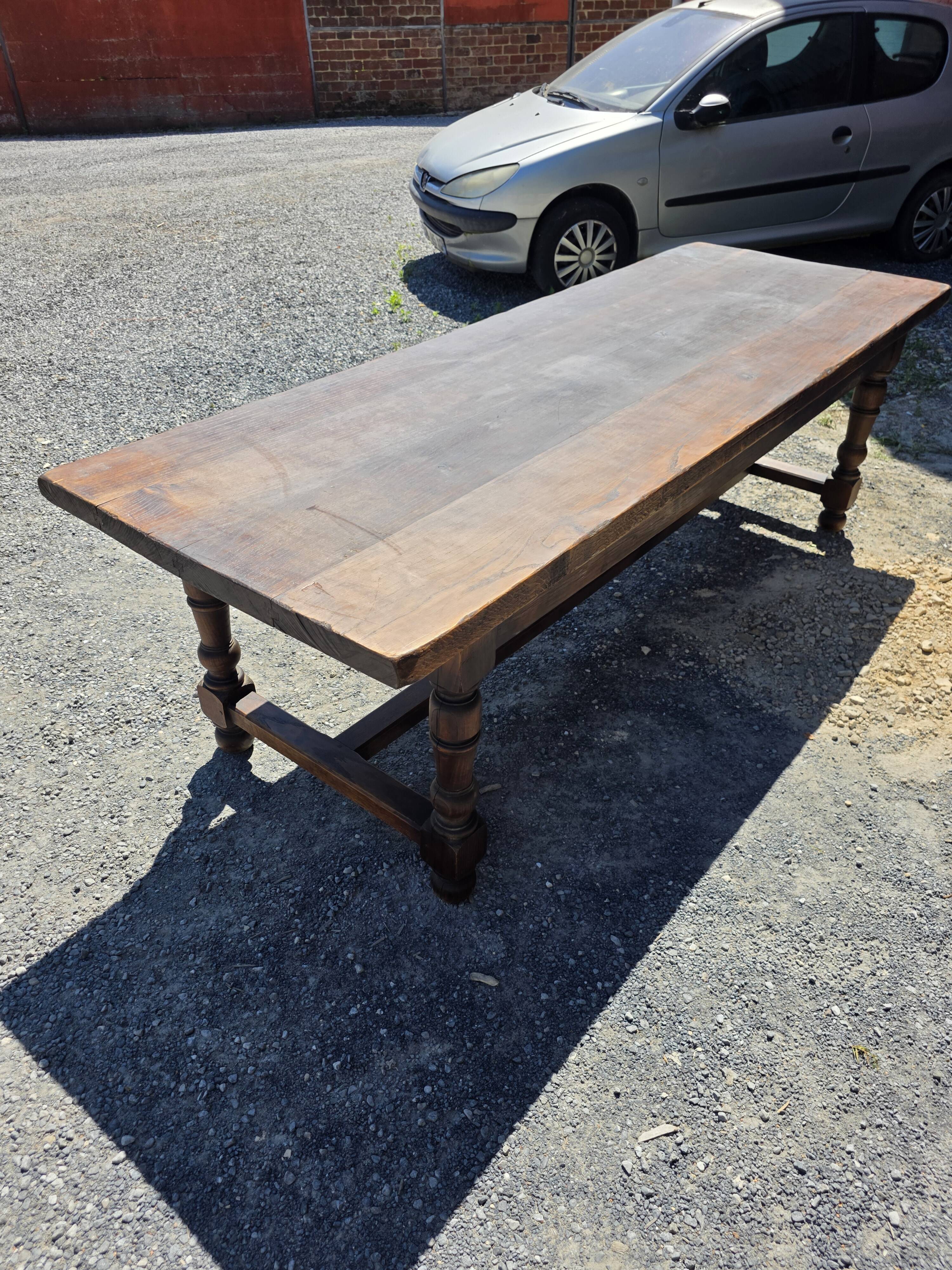 Table de ferme en chêne massif,  250 × 87cm