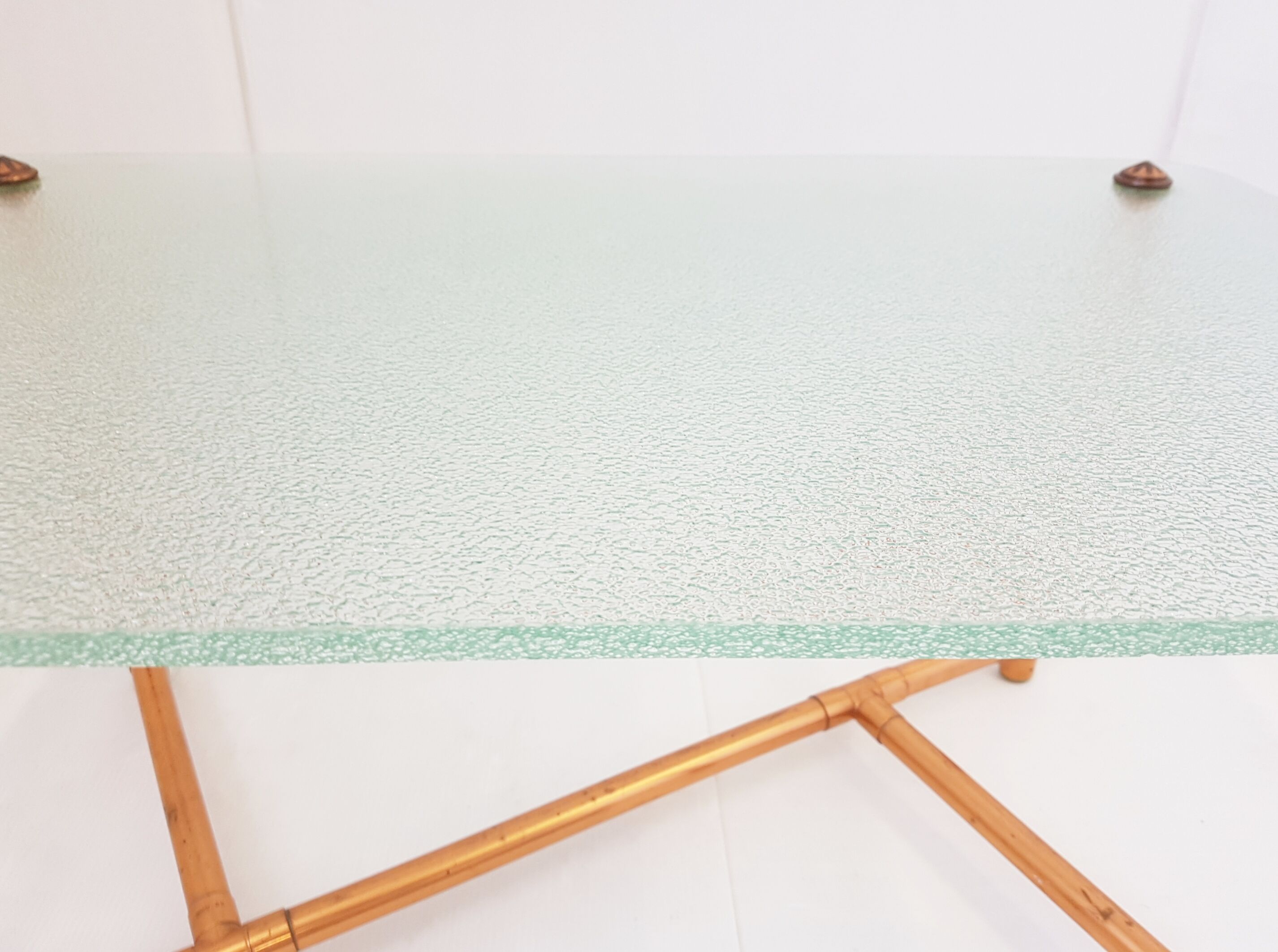 Coffee table brass & glass 1950