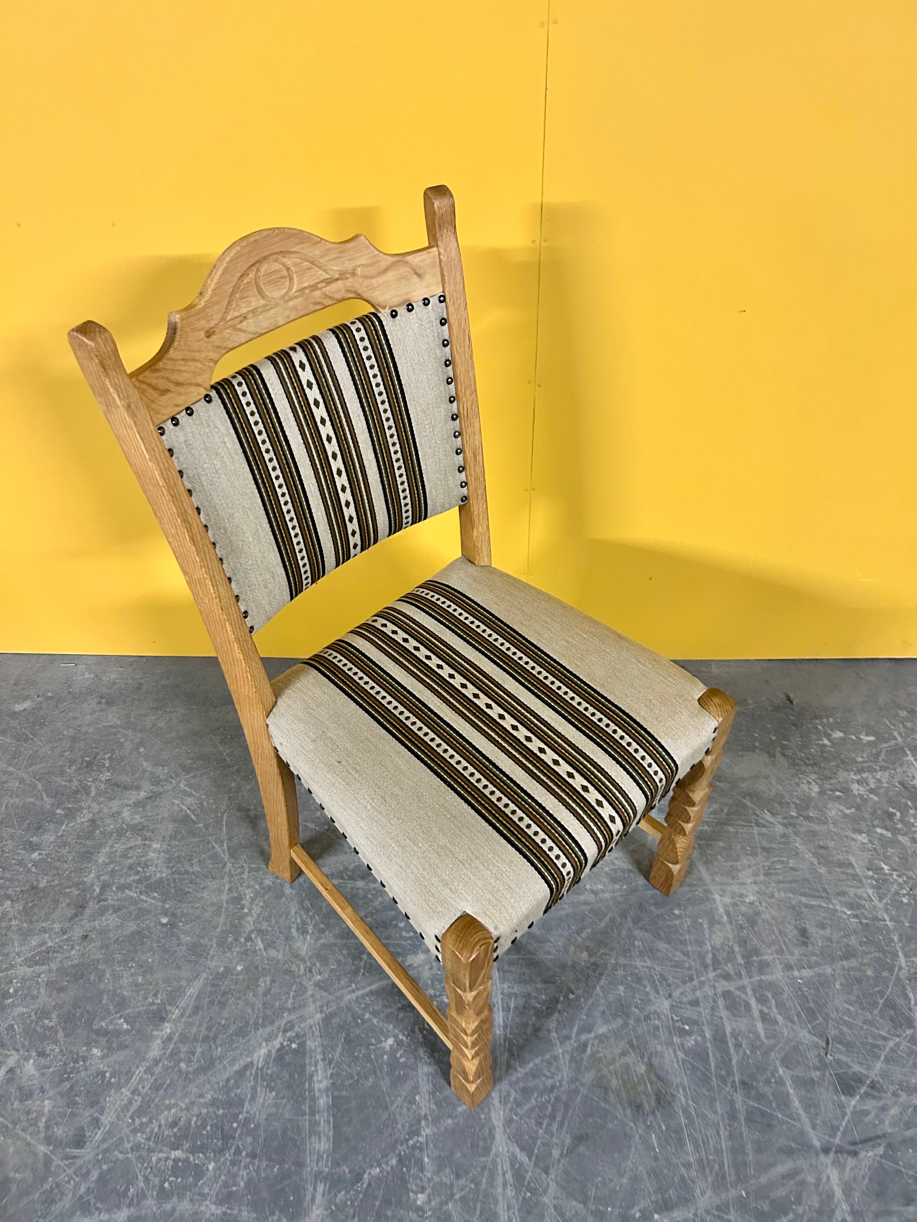 Danish vintage set of 6 oakwood dining chairs