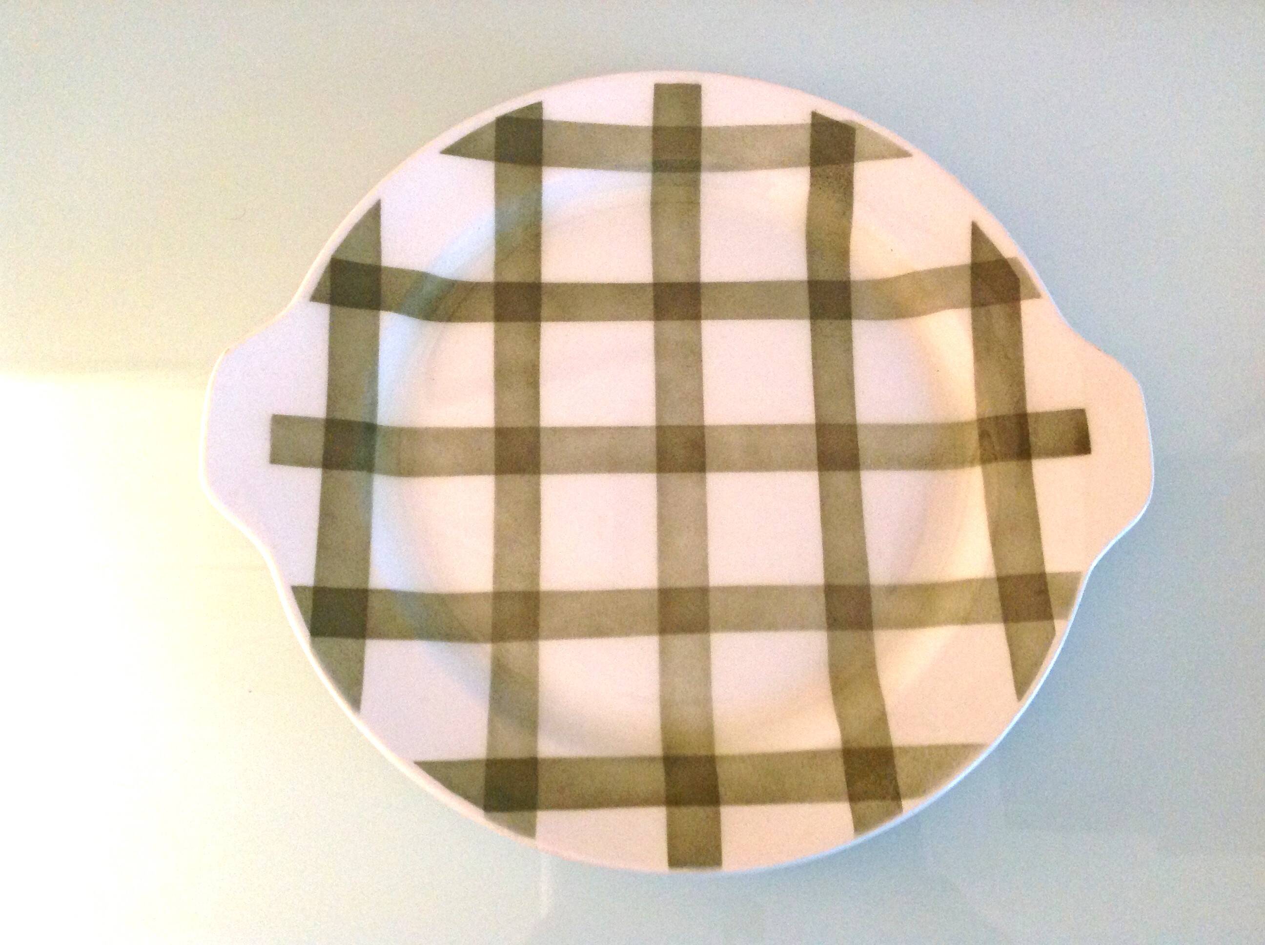 Moulin des Loups pie dish green tablecloth model / 50s-60s