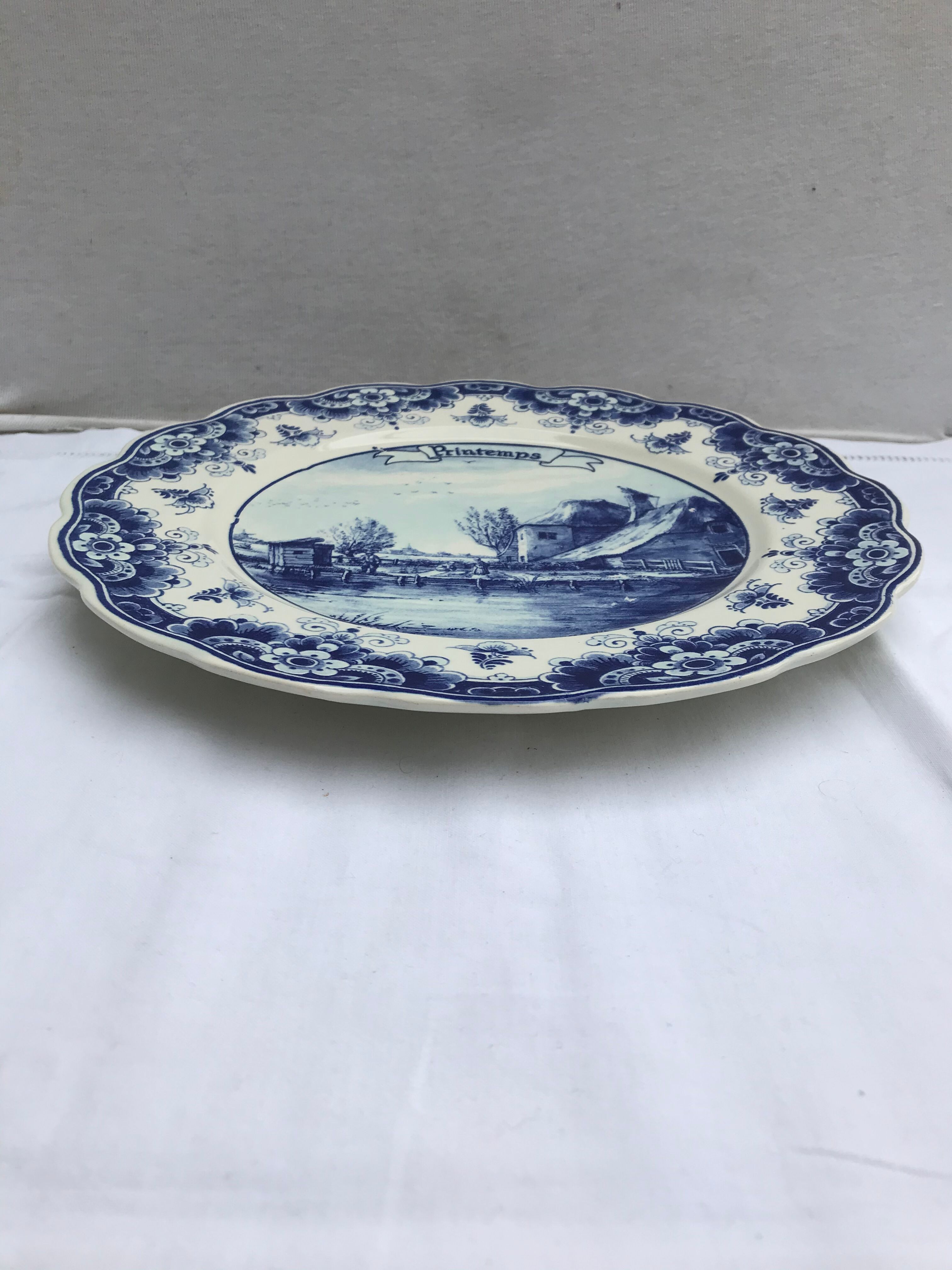 Former delft plat printemps heineken 1990 ceramics white - vintage blue