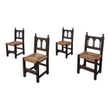 4 wooden and corded Basque chairs
