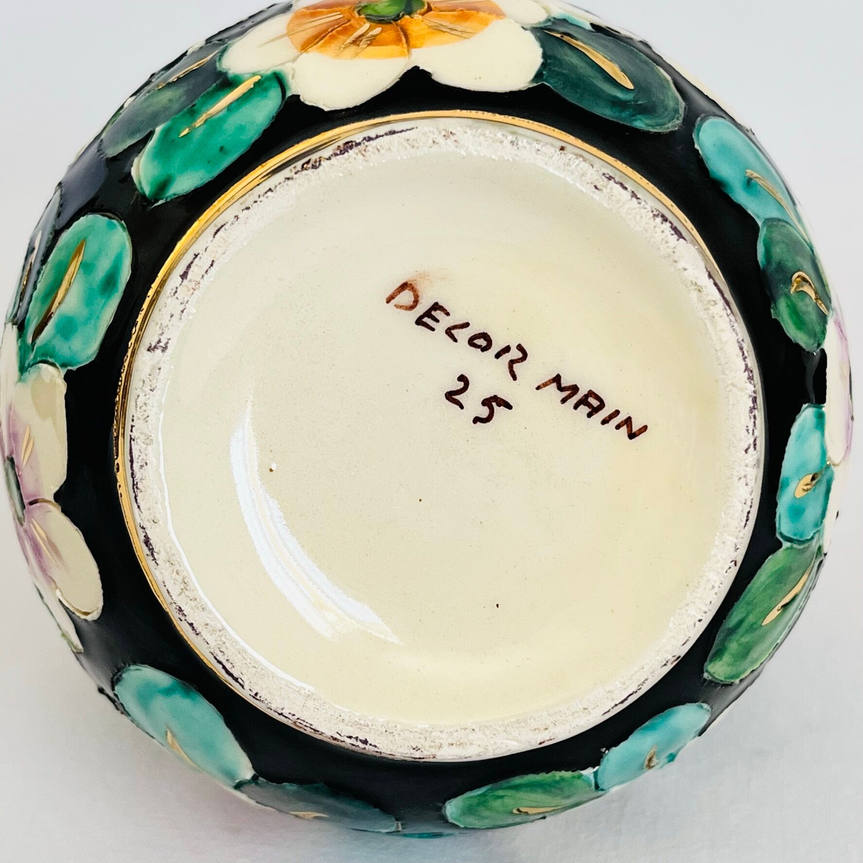Watering can vase floral decoration hand painted