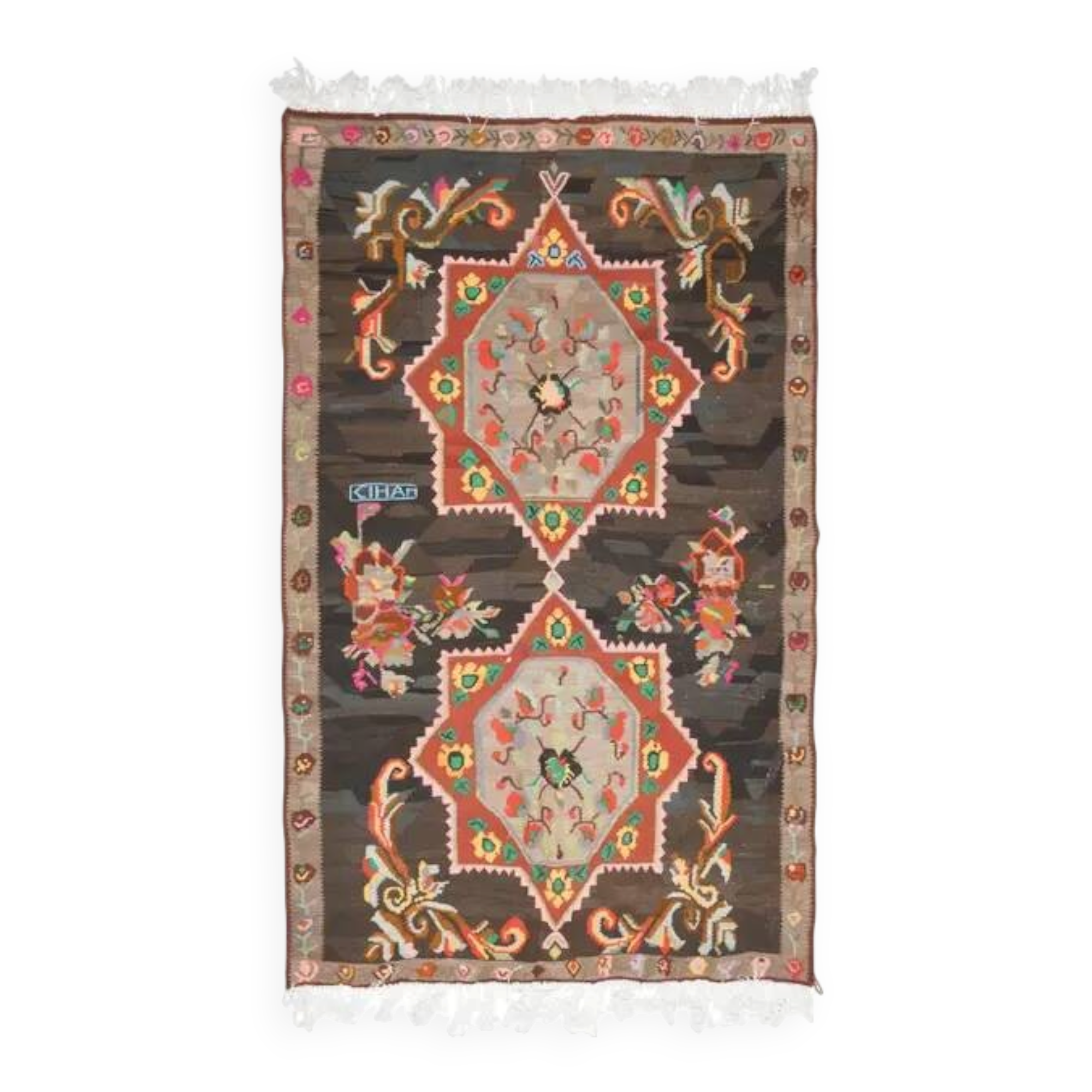 Vintage Turkish Oushak Handmade Wool Cotton Orange Area Rug 187x310