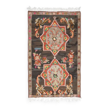 Vintage Turkish Oushak Handmade Wool Cotton Orange Area Rug 187x310