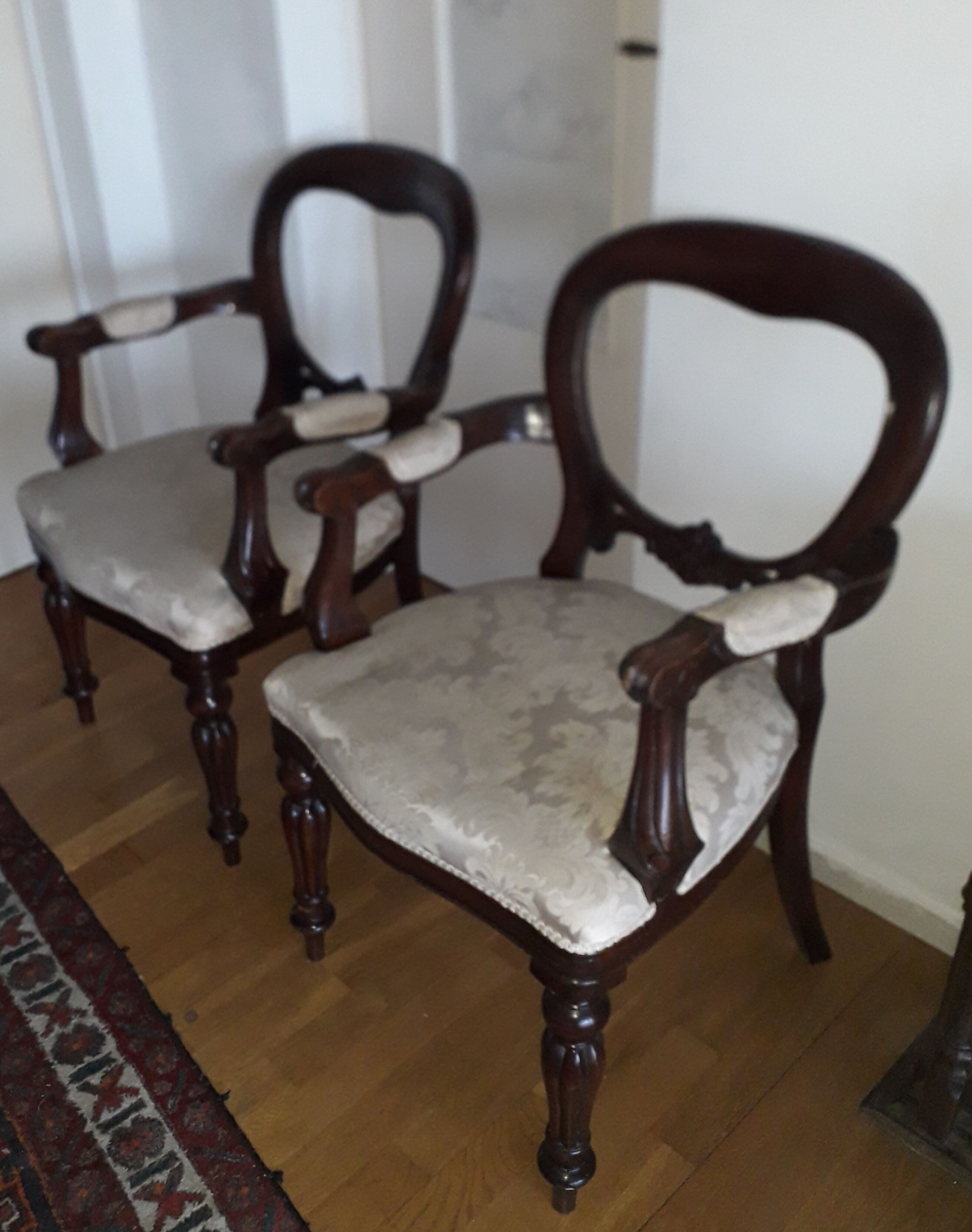 Pair of colonial mahogany armchairs