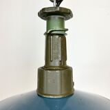 Industrial Blue Enamel Factory Pendant Lamp with Cast Aluminium Top, 1960s