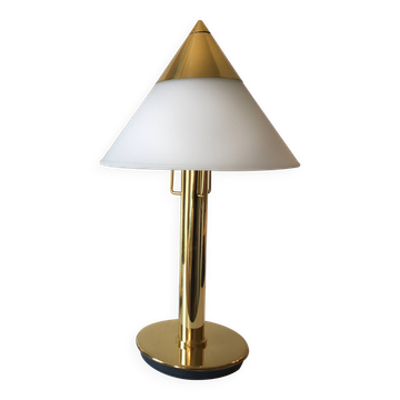 Lampe laiton et opaline blanche par Limburg 1970