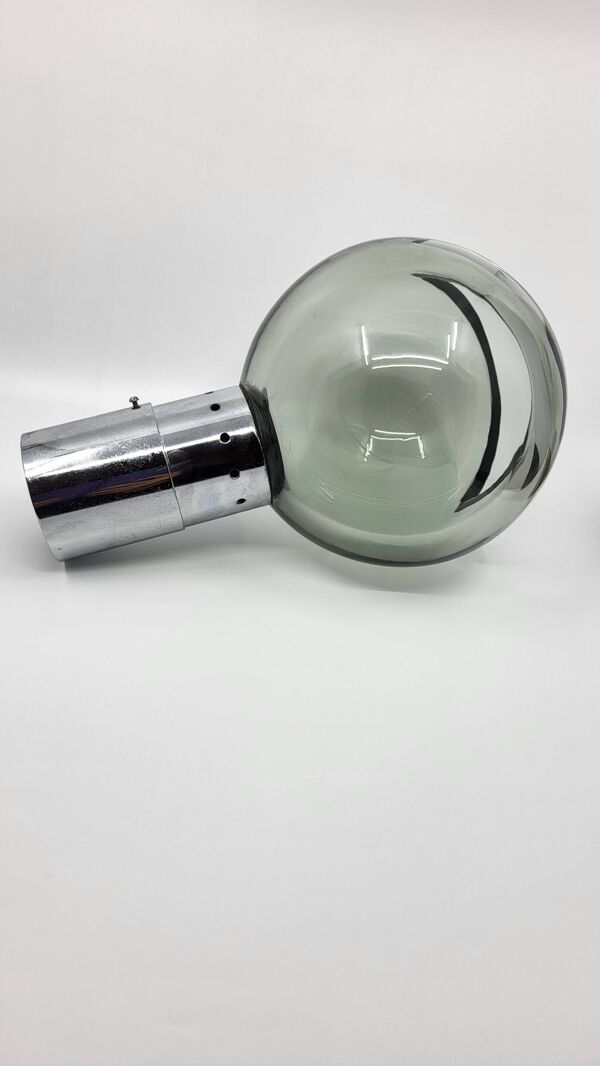 Lustre suspension, chrome et verre fumé eye ball design space age italie 1970