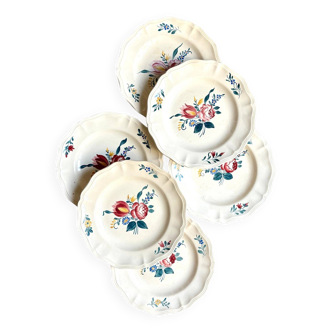 6 flat plates in Digoin Sarreguemines earthenware, "Yann" service