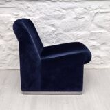 Alky Lounge Chair in Navy BlueCorduroy by Giancarlo Piretti for Anonima Castelli | Italian Space Age