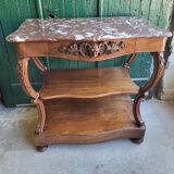 Carved walnut console marble top of the nineteenth century