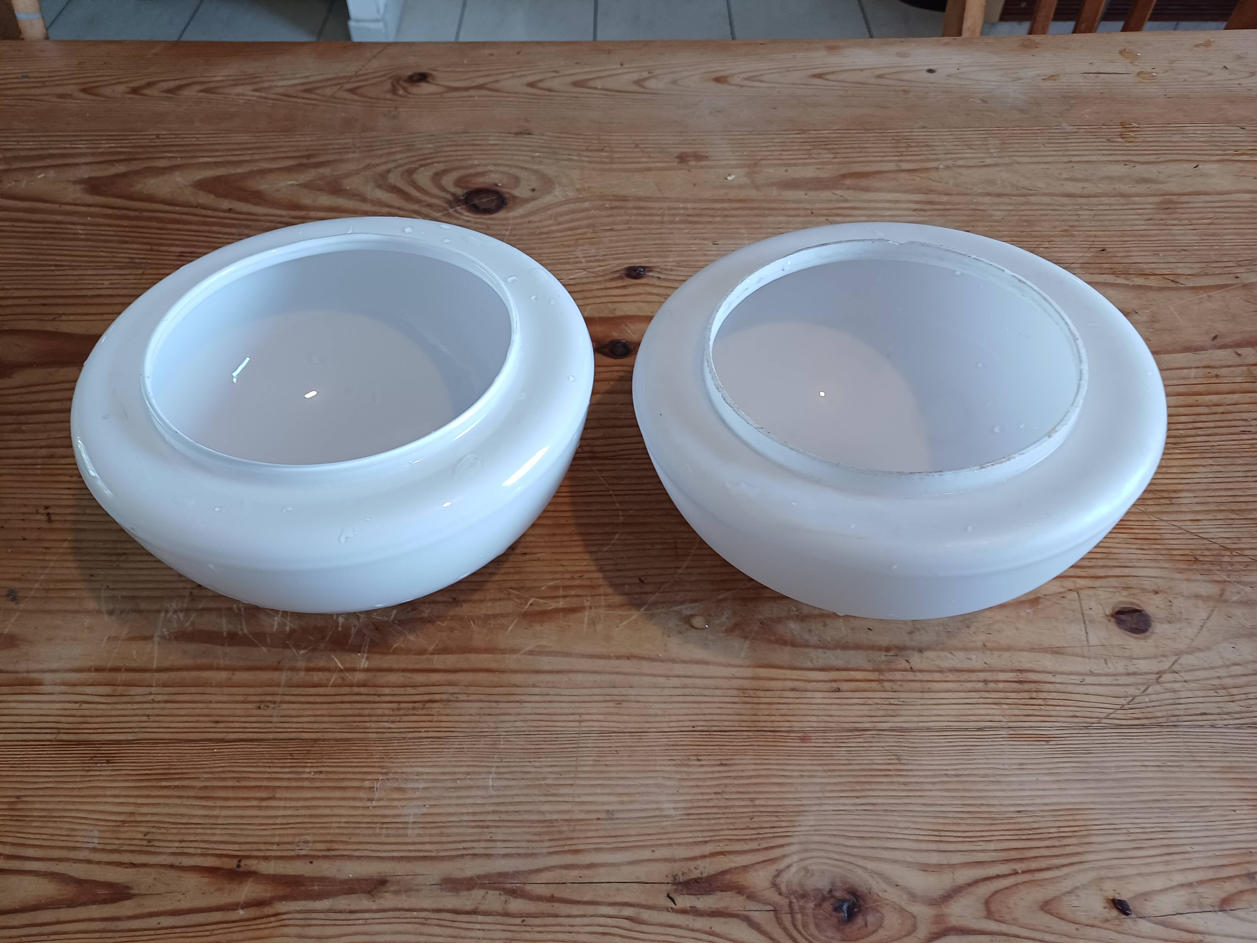 2 white opaline ceiling globes