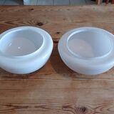 2 white opaline ceiling globes