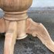Extendable round dining table with central art deco leg, renovated in raw wood