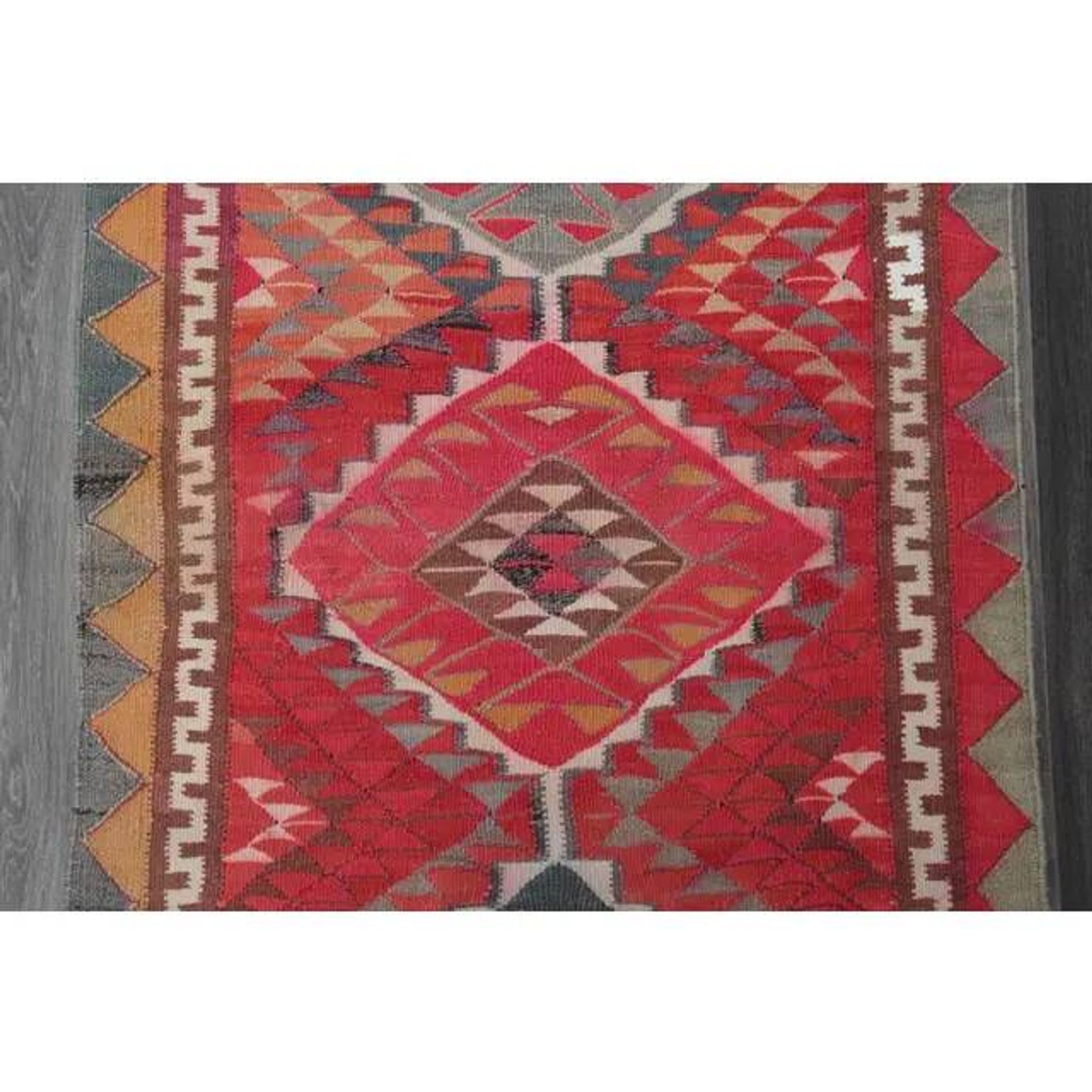 1970s Vintage Turkish Oushak Handmade Wool Cotton Pink Runner Rug 100x322