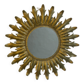 Round wrought iron sun mirror from the 50s, Italy