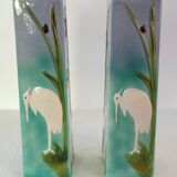 Pair of Saint Clement barbotine vases H 39cm circa 1900