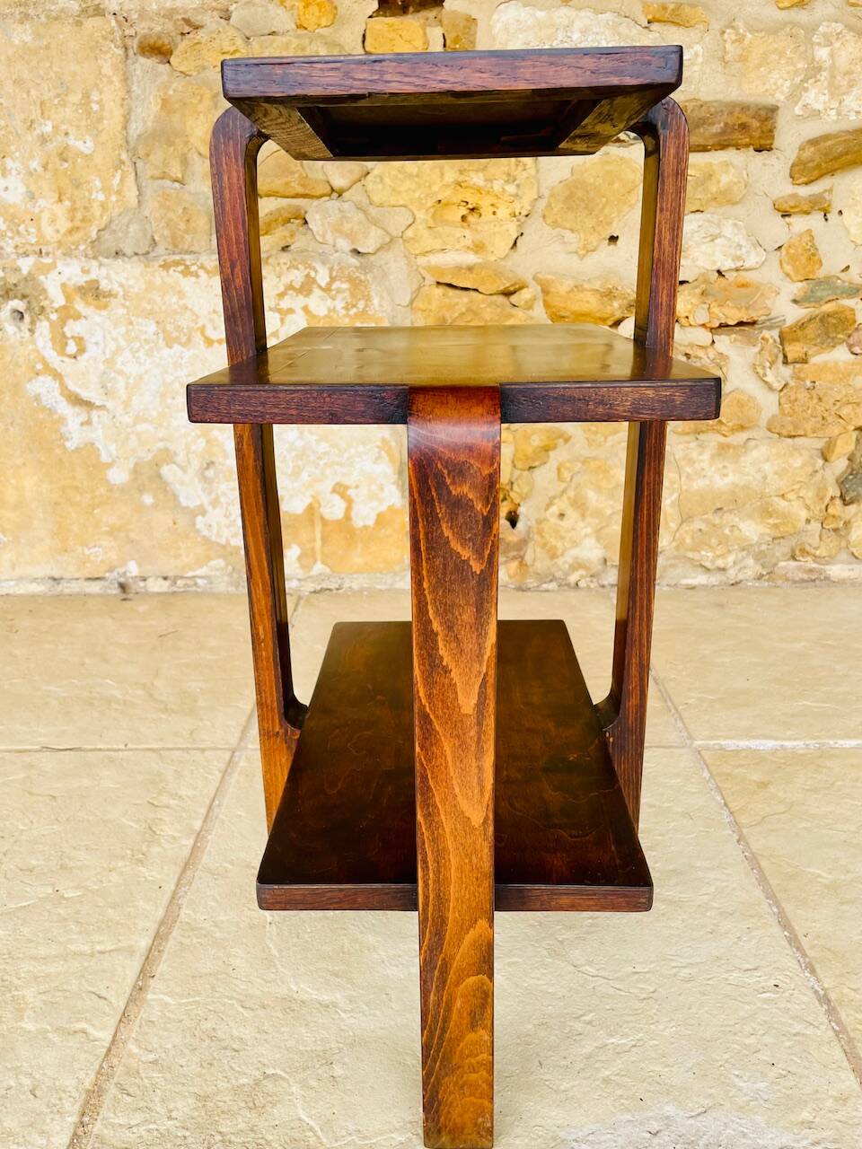 Art Deco Console in walnut with 3 levels, Circa 1938.