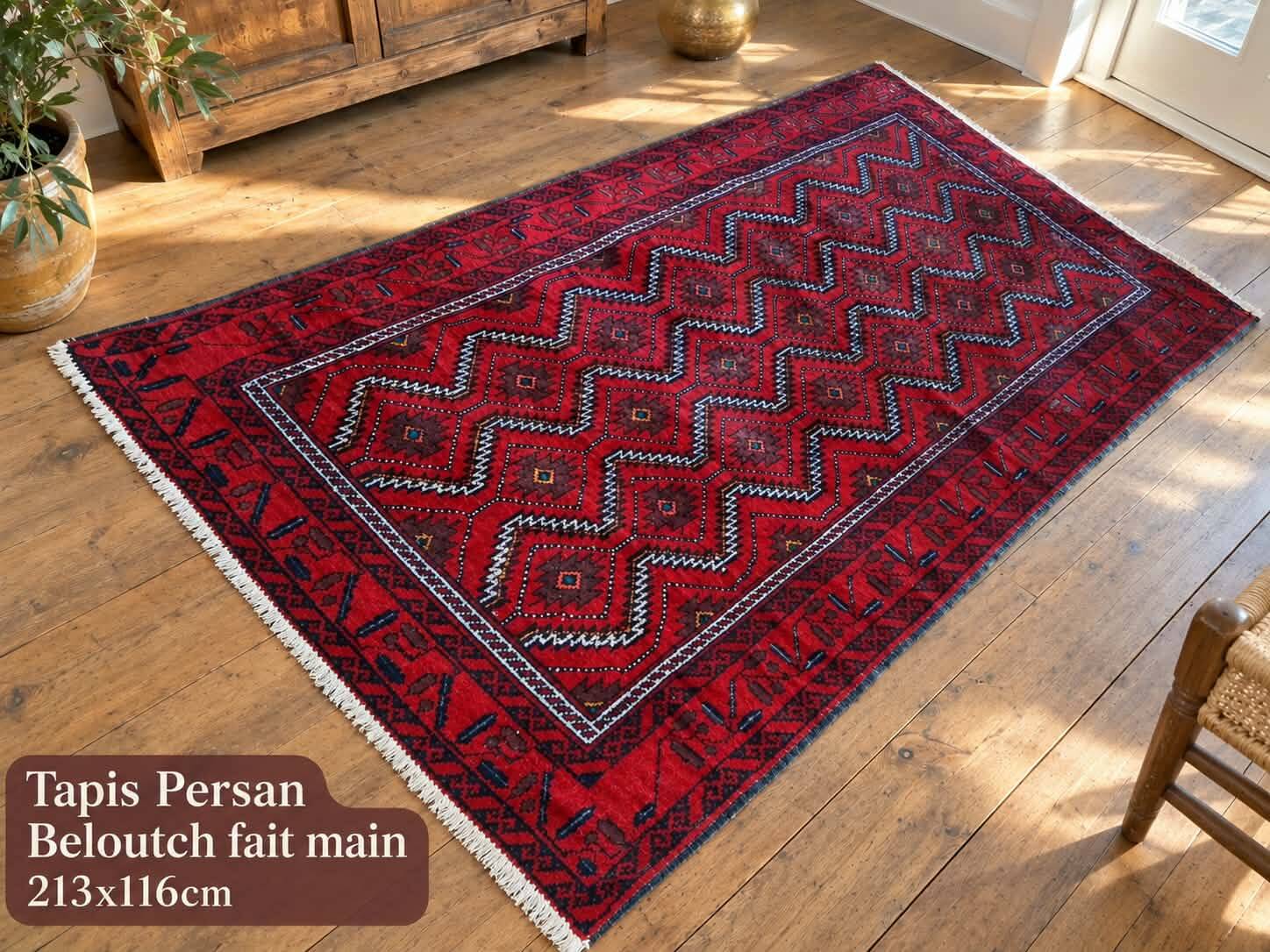 Handmade Belouch Persian rug 213x116cm