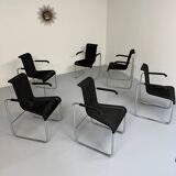 6 chaises noires tubulaires design d'Axel Bruchhäuser modèle D20 bauhaus