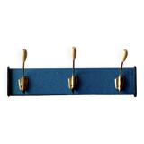 Vintage wall coat rack - 3 brass coat hooks