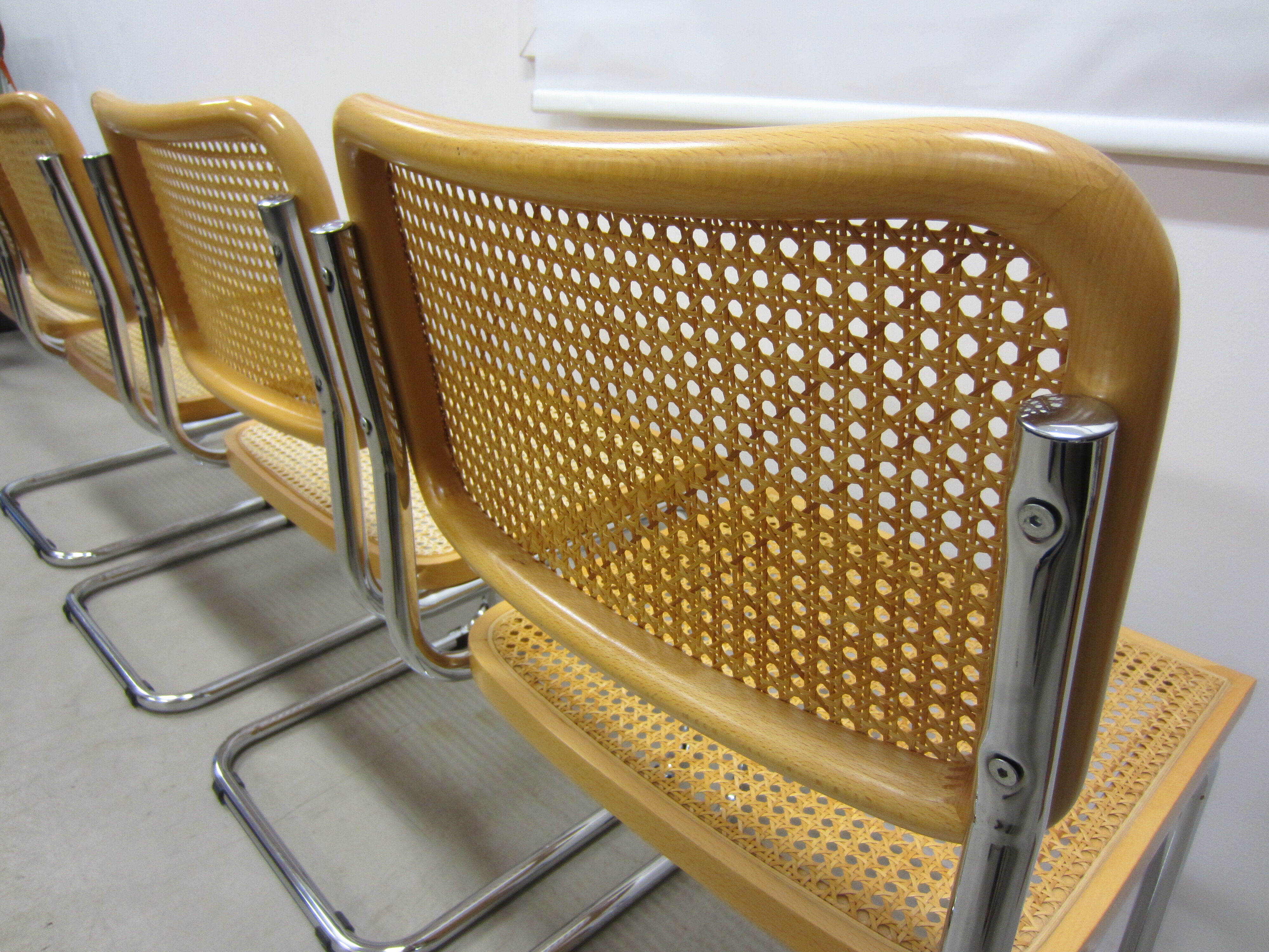 Series of 4 Cesca B32 chairs by Marcel Breuer