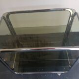 Desserte table roulante chrome et verre années 1970