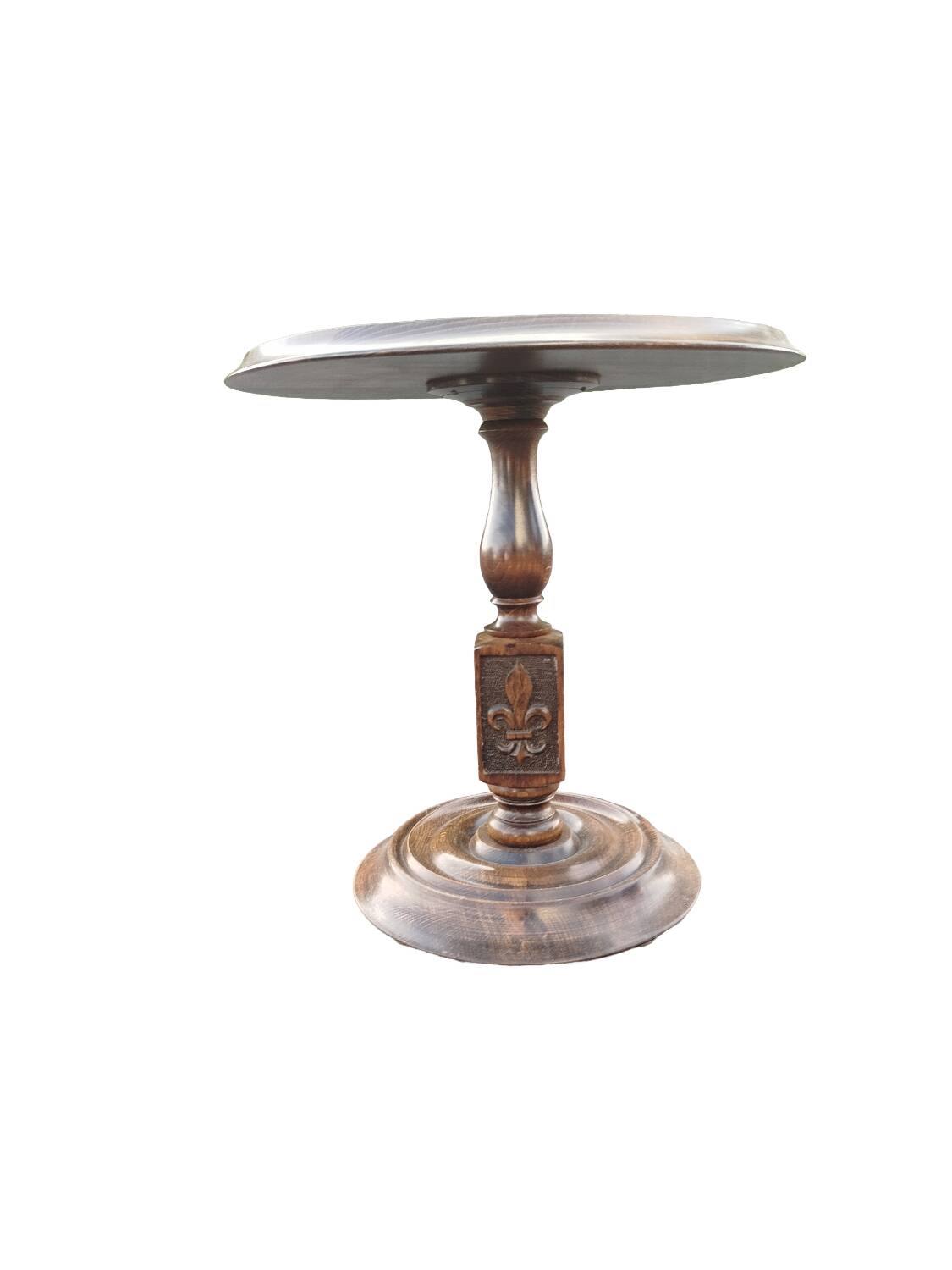 Side table, solid wood pedestal table, 1960s