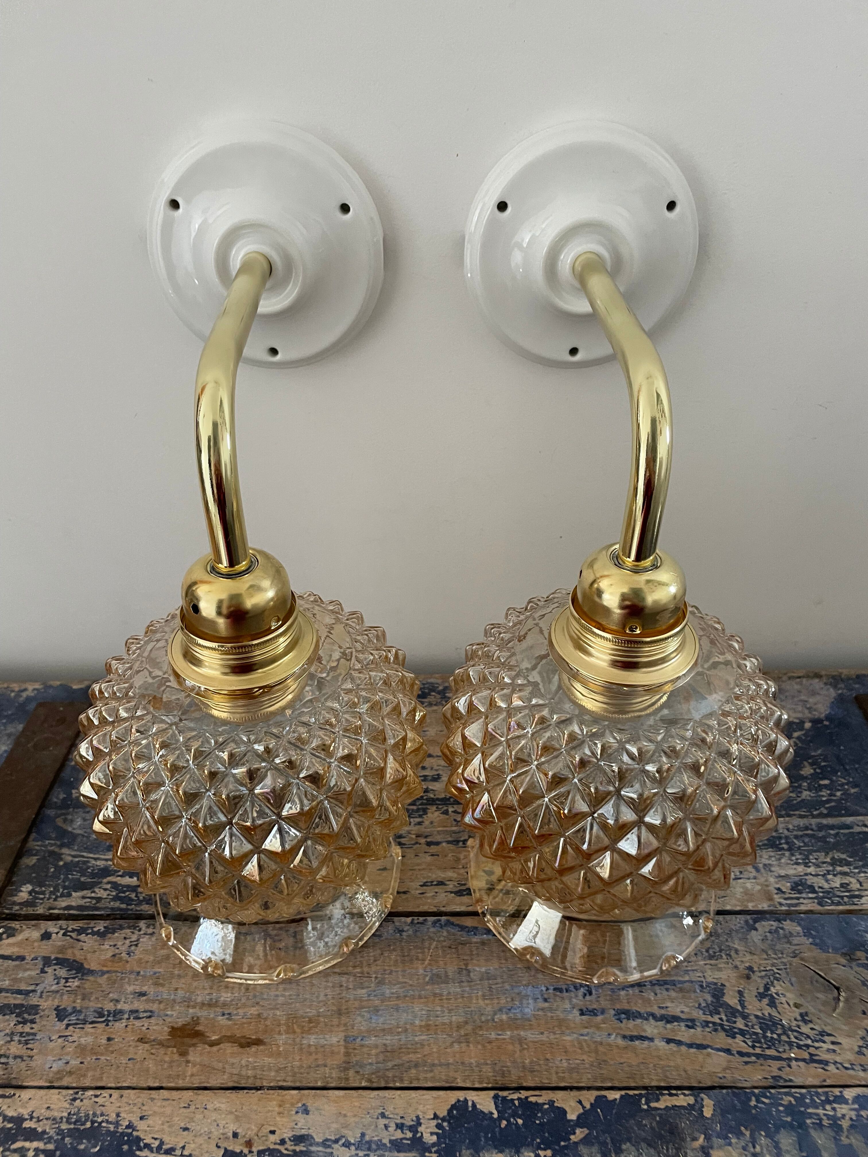 Set of vintage gold wall lights