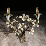 Mid-century Italian metal flower wall lamp