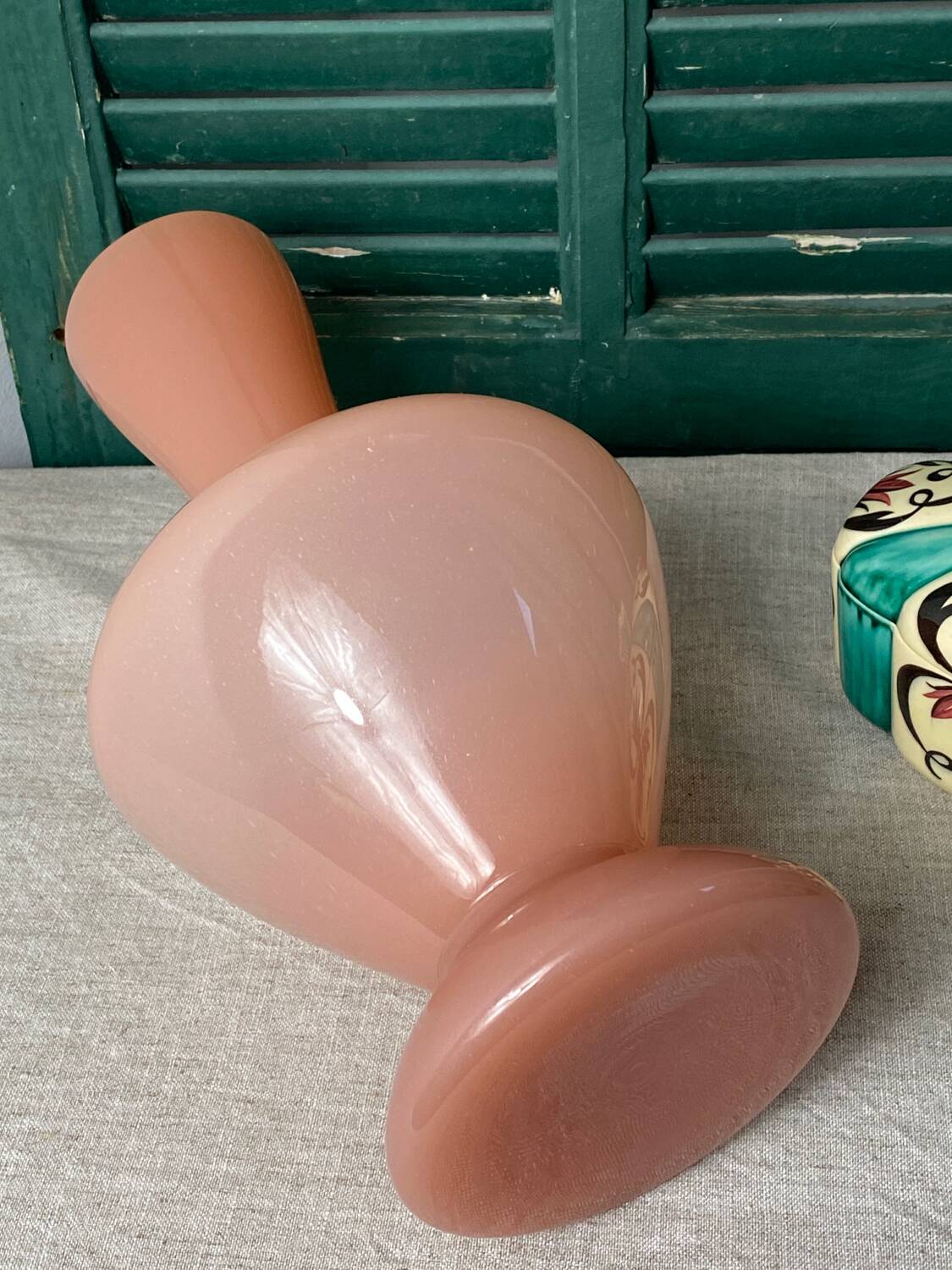 Large pink opaline vase