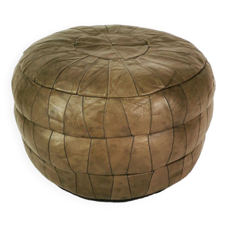 Leather patchwork pouf, Germany 1970s.