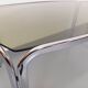 Vintage curved rectangular dining table in smoked glass and chrome metal