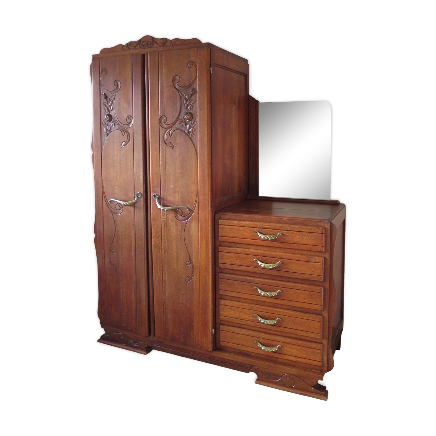 Rare armoire asymétrique 4 tiroirsmiroirpenderie