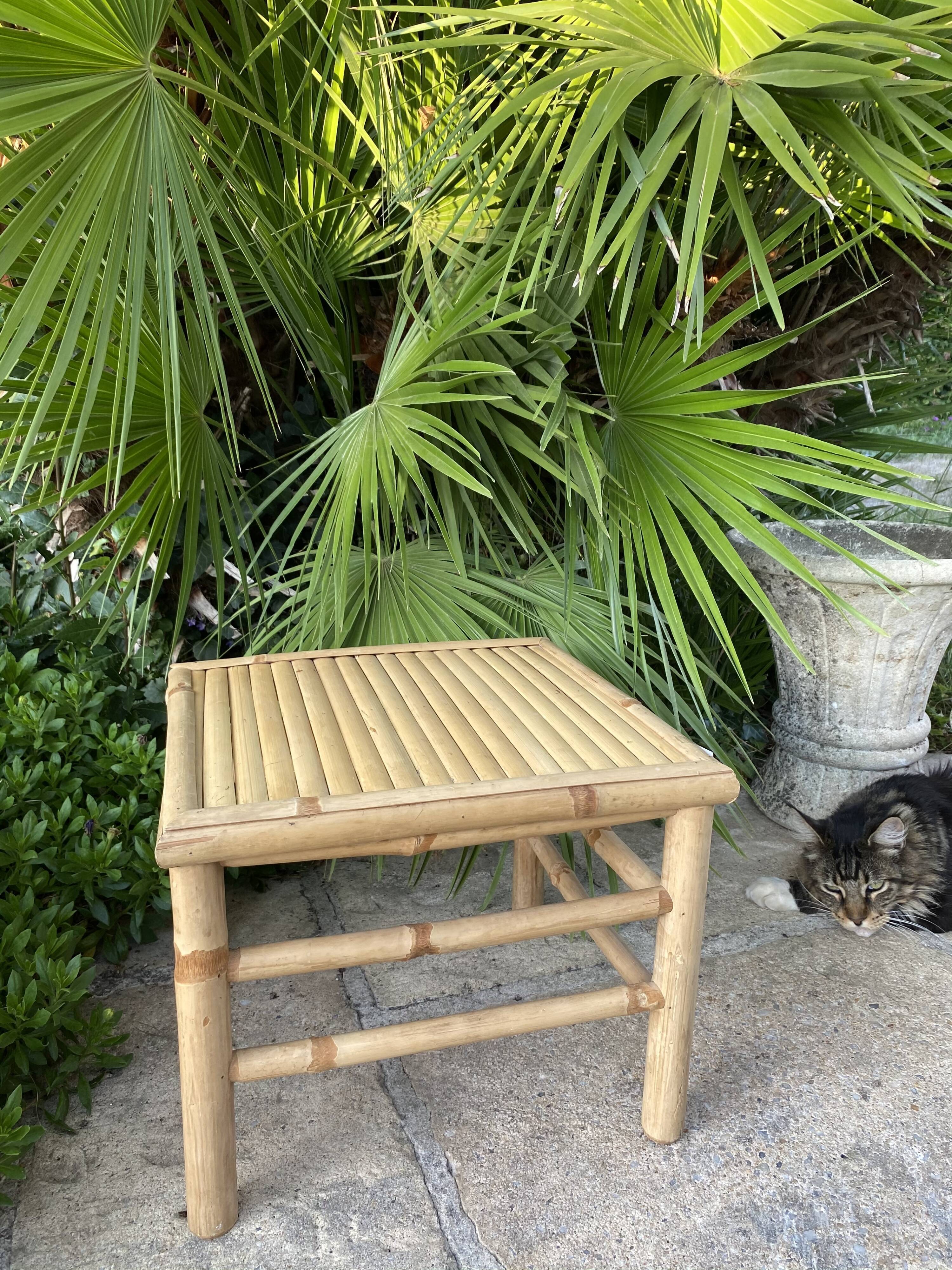 Vintage rattan bamboo coffee table