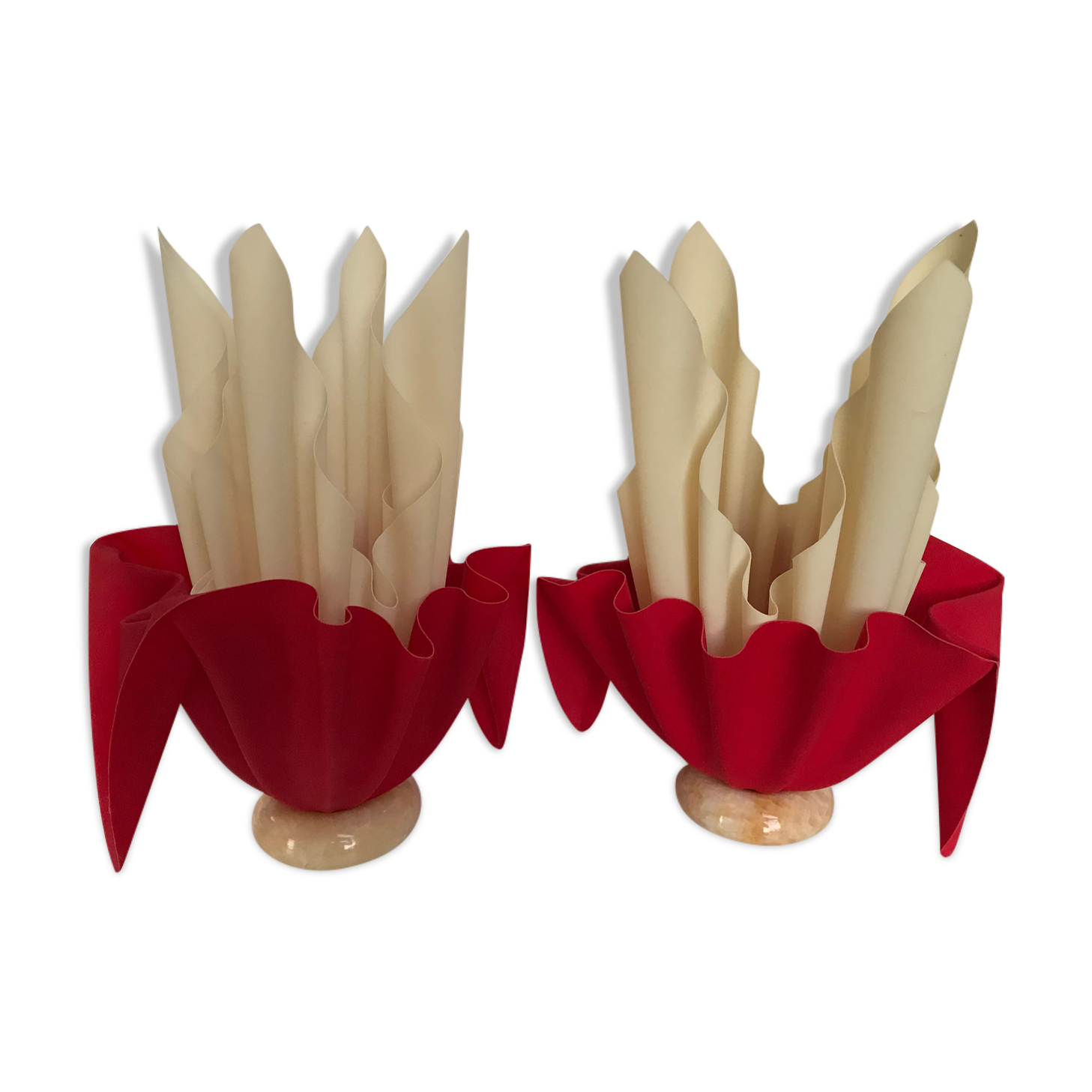 Pair of two-tone handkerchief lamps