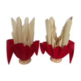 Pair of two-tone handkerchief lamps