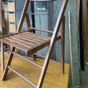 Paire de chaises terrasse pliable bois vintage